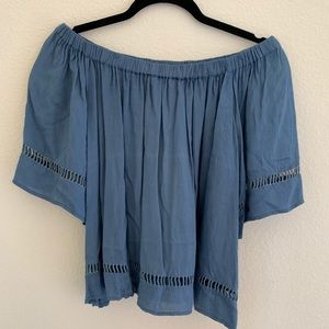 Blue SCOOP NYC Off The Should Top